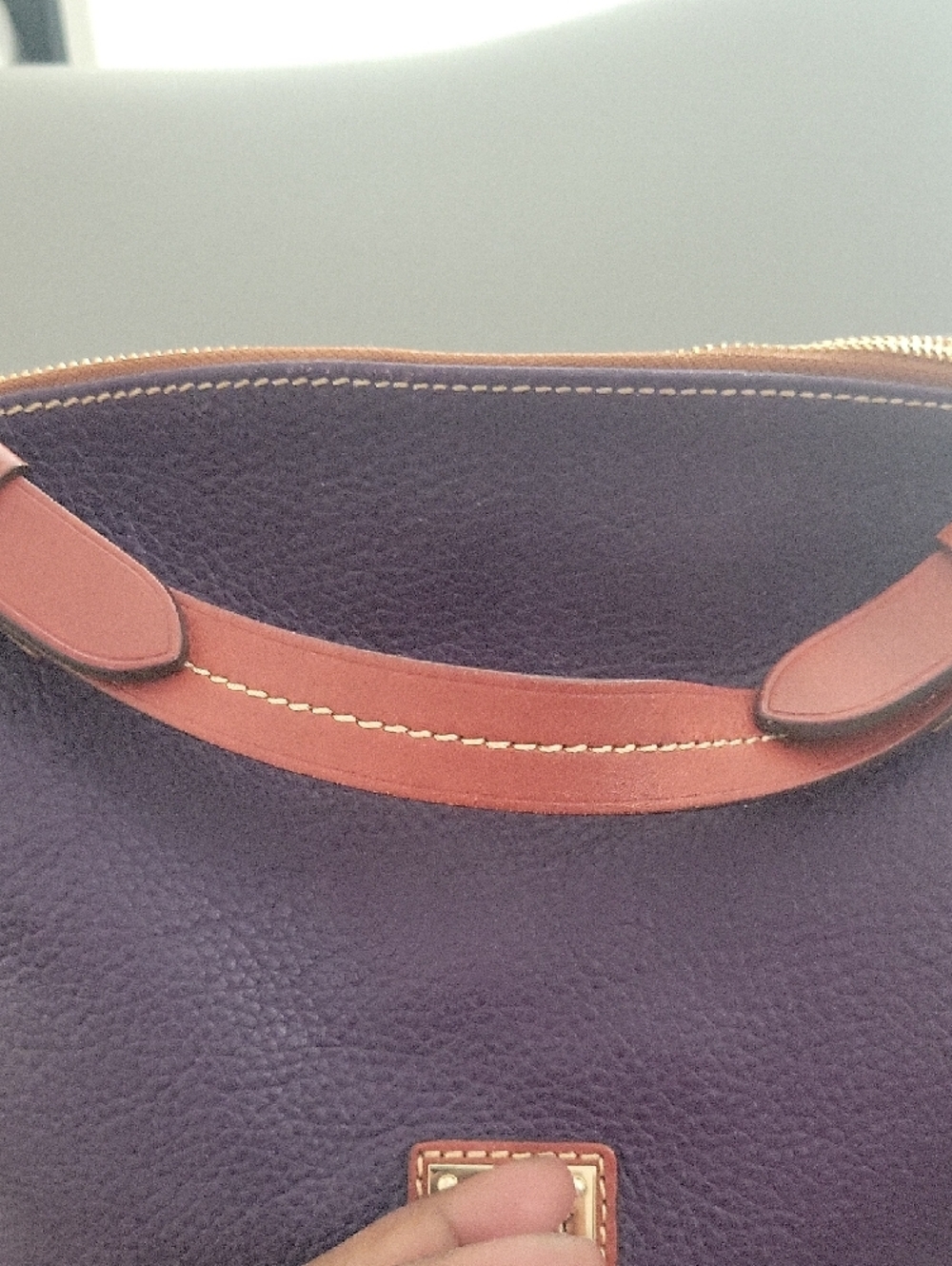 Dooney & Bourke Plum Pebbled Leather Shoulder Bag - Picture 8 of 10